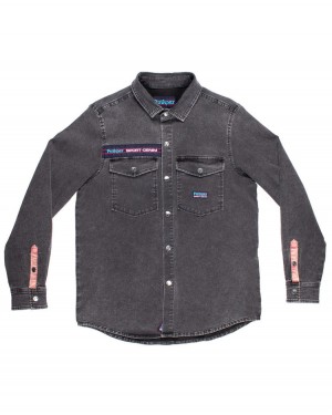 Pit Viper Sport Denim Sportskjorta Grå | MIK-037964