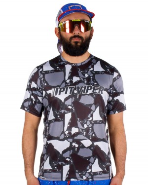 Pit Viper Street Safari Tech T-shirt Grå Svarta Vita | HPZ-802964